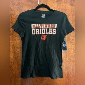 Baltimore Orioles Glitter Logo Black Youth Girls XL (14/16) T-Shirt